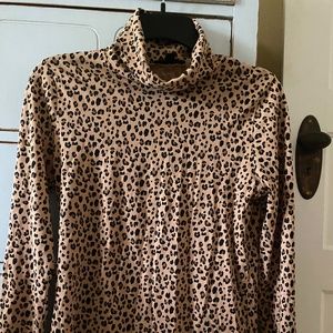 J Crew S Leopard Brown Black Print turtleneck top